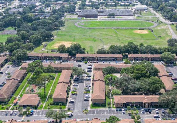 Top angle photo of a housing community